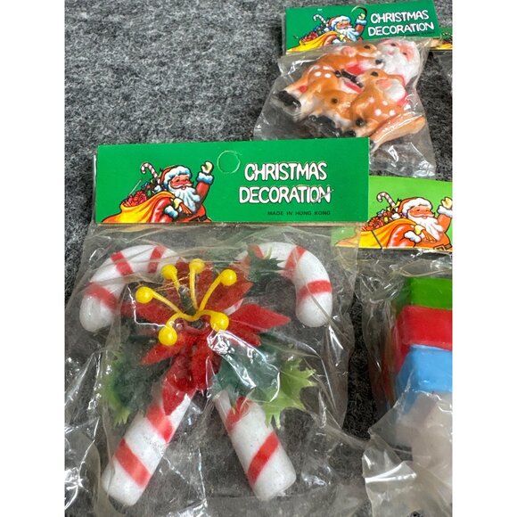 Vtg 1970s Christmas Decorations Set Of 5 Santa Reindeer Angel Candy Cane - Picture 2 of 6